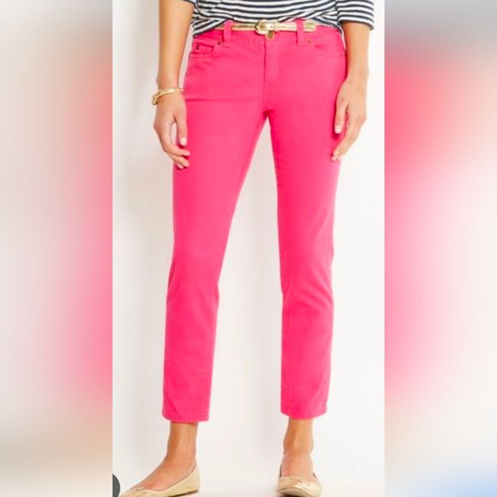 Vineyard Vines Chino Ankle Pants Jeans Size 0 Hot Pink Slim Stretch Preppy Vacay